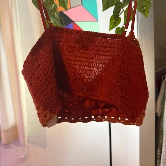 BoG Collective Brown Crochet Crop Top - Picture 2 of 3